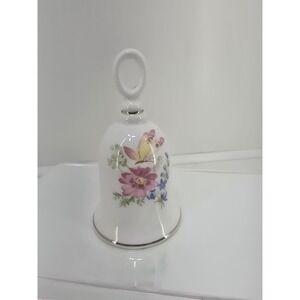 Vintage Taiwan Bone China Bell Floral Butterfly Collectible Gift